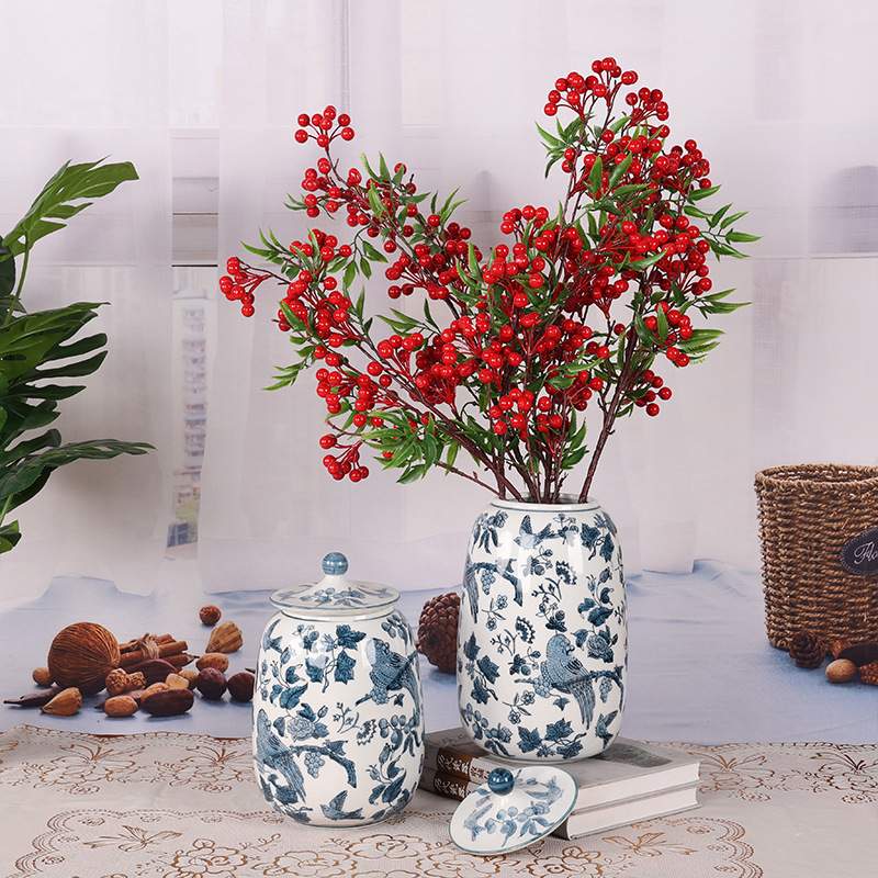 景德镇陶瓷花瓶青花瓷手绘小花瓶花插茶道水培创意青花瓷花瓶摆件
