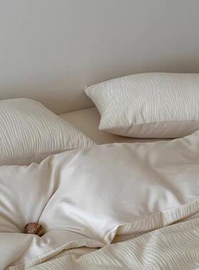 简约肌美拉德风长2400012绒棉全提花四件套纯棉竖纹理套床单棉床