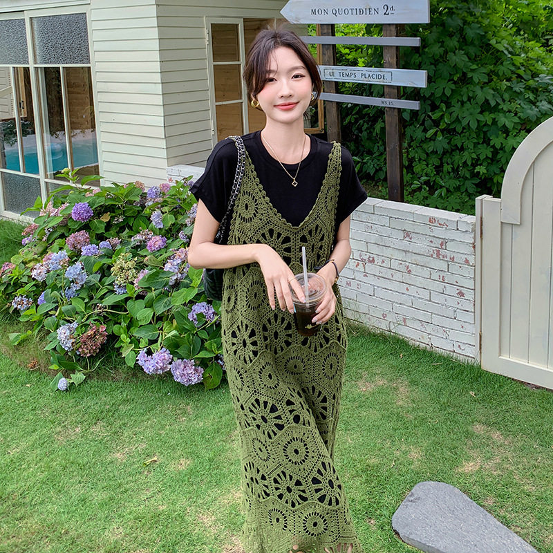 实拍黑色T恤裙套装女2026