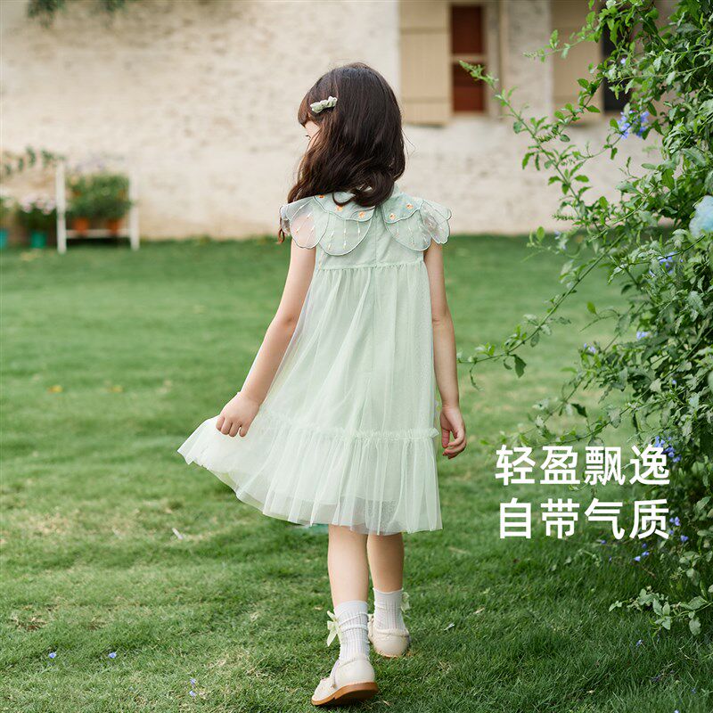 女童连衣裙女宝宝夏款长裙新中式夏梦幻公主纱裙夏装儿童裙子夏天