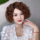 假发女半手指波波卷发任意分缝真人发丝全头套蓬松轻薄高档时尚