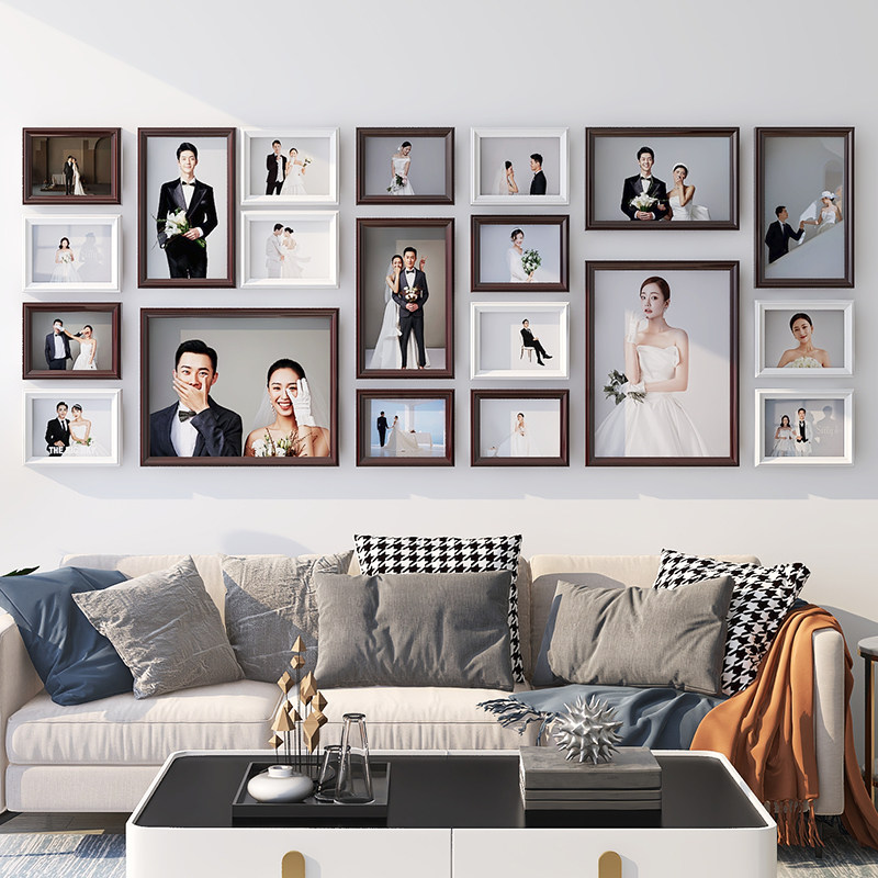 照片墙相框挂墙免打孔客厅相片墙组合创意背景墙上装饰设计效果图