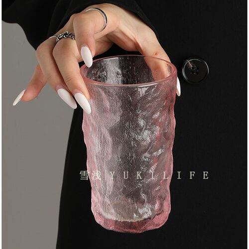 粉色恋上一整个夏天YUKI中古玻璃杯渐变粉色女生水杯水晶杯酒杯