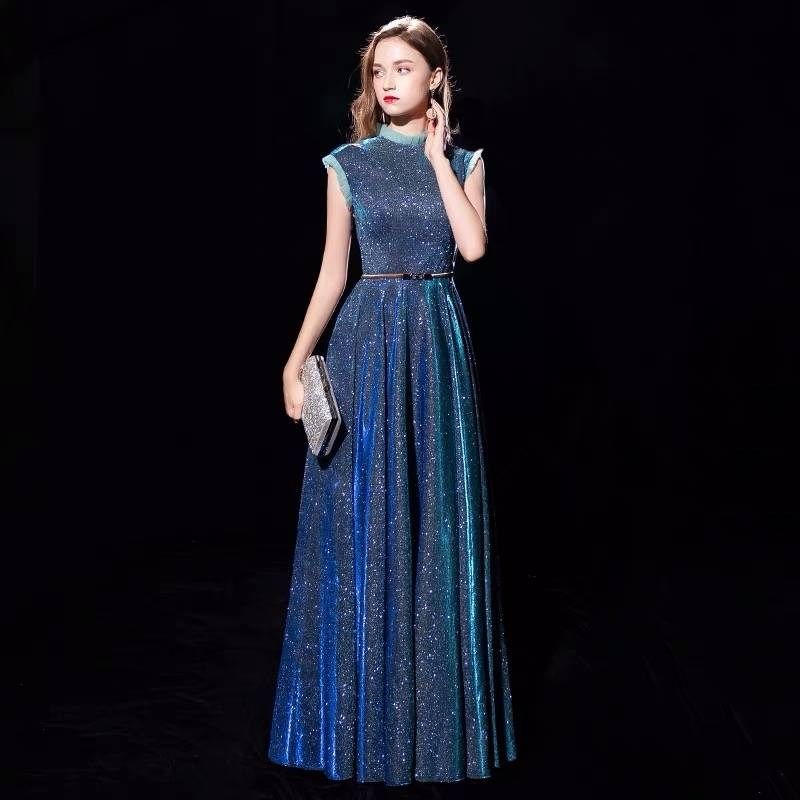 宴会主持人2024新款优雅高级感晚礼服女长裙气质名媛年会连衣裙