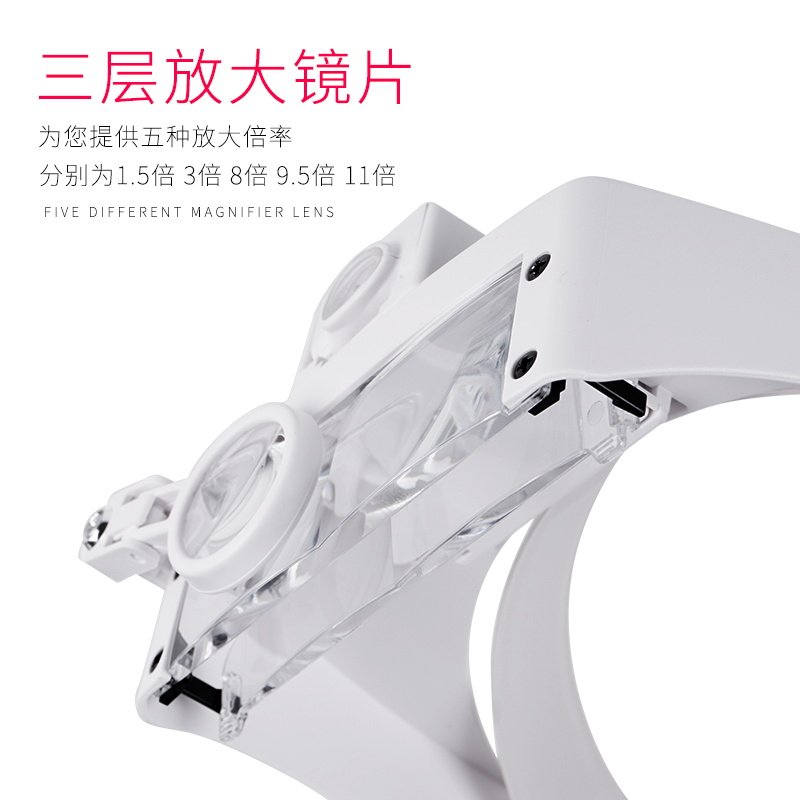 头戴式放大镜维修用高清手机电子电路家电钟表专业用带灯高倍篆刻
