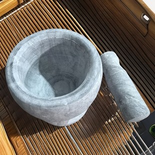 剥蒜器天然青石臼中号石臼家用捣蒜器捣药罐蒜泥器压蒜器研磨石臼