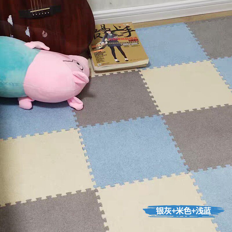 儿童爬行垫卧室绒面泡沫拼接地垫加厚室内宿舍客厅地板榻榻米地毯