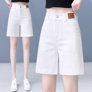 女夏季 阔腿休闲中裤 2024新款 短裤 高腰宽松直筒纯棉工装 牛仔五分裤