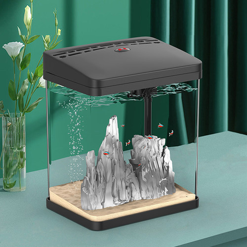 鱼缸造景客厅小型过滤循环生态超白亚克力电视柜旁桌面专业养鱼缸