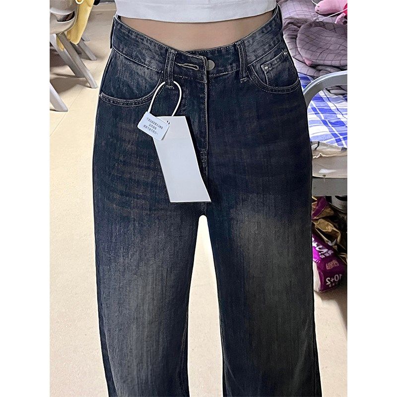 梨形身材不贴腿微喇牛仔裤女秋季新款胖妹妹mm高腰宽松显瘦阔腿裤