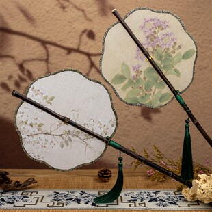 古风可卷腰扇可折叠团扇紫竹汉服旗袍马面裙拍照表演国风礼品便携