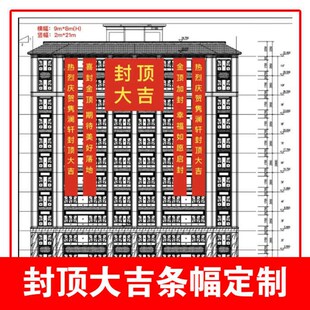 封顶大吉开工仪式全套装饰条幅横幅公司工地开业动工背景布挂件