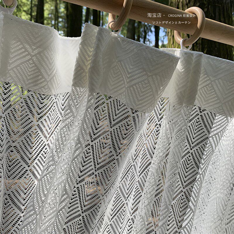 日式白纱帘镂空透光小众客厅阳台书房窗帘飘窗布帘挂钩韩式窗纱新