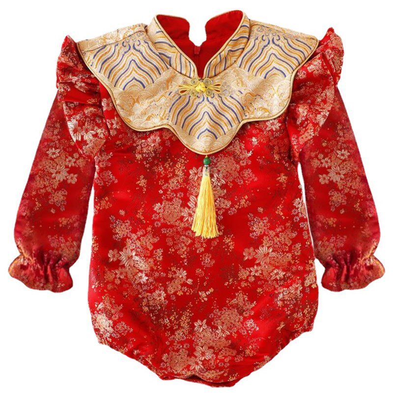女宝宝周岁礼服中国风一岁抓周服满月百日宴婴儿生日男童包屁唐装