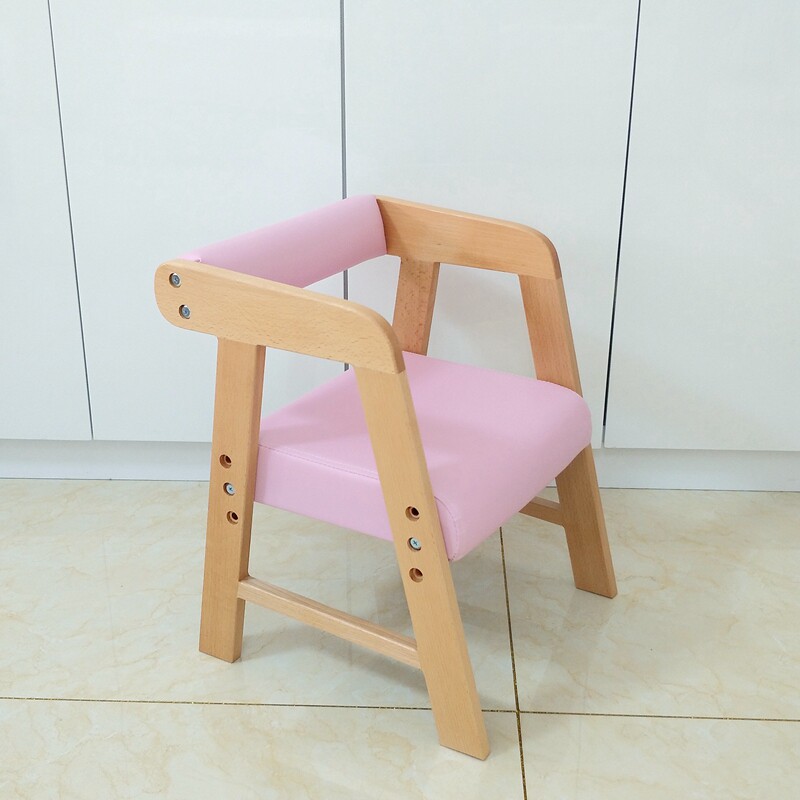 实木非塑料儿童学习凳子幼儿园椅子靠背宝宝扶手家用餐椅三档可调