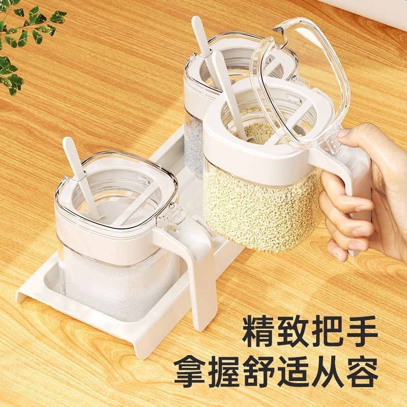 热销放盐的罐子调料定量调味瓶密封防潮厨房家用调味套装玻璃组合