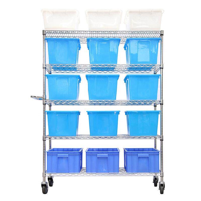 热销电商仓库配货物流台车物料运货拉货工具五层推车镀铬分拣车拣