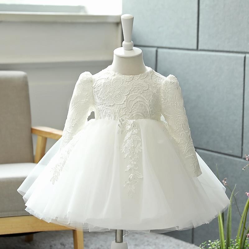 周岁礼服宝宝生日公主裙花童婚礼小女孩高端M长袖钢琴主持人演出