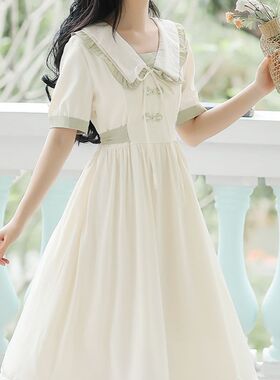 夏天森系超仙女雪纺连衣裙女装夏季2024新款学生少女气质短袖裙子