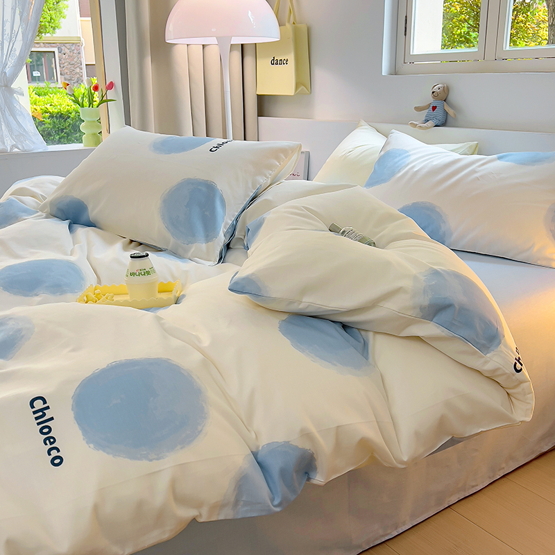 简约100全棉四件套家用纯棉学生宿舍三件套单人床单款被罩床笠款