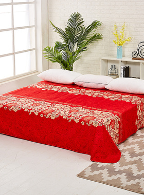 结婚大炕单红色单件3.5m2米床农村土炕榻榻米磨毛加厚4米床单双人
