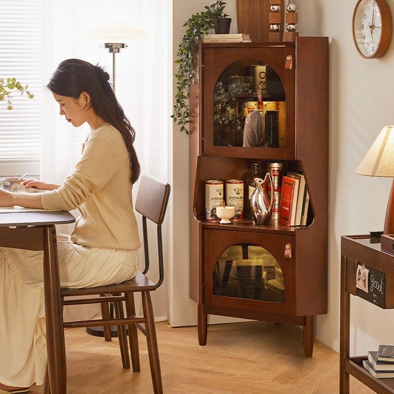 实木墙角储物柜餐边柜餐厅落地转角柜客厅边柜厨房拐角收纳置物架,住宅家具,餐边柜,淘宝优惠券,粉丝福利购,淘宝优惠卷