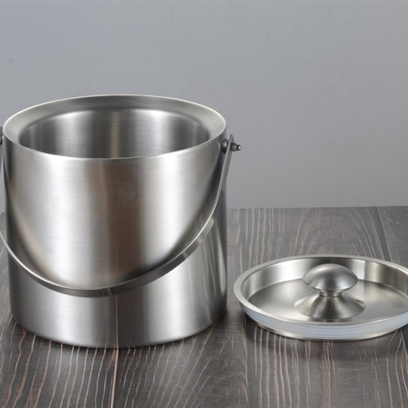 不锈钢冰桶 加厚提手冰粒桶 双层保温冰块桶带盖红酒桶酒吧啤酒桶