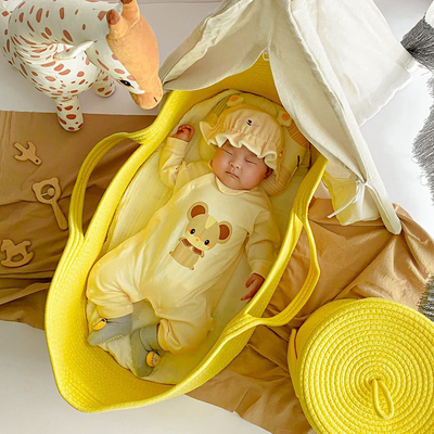 ins风婴儿编织小鸡睡篮宝宝车载摇篮新生L儿外出手提篮衣物收纳篮