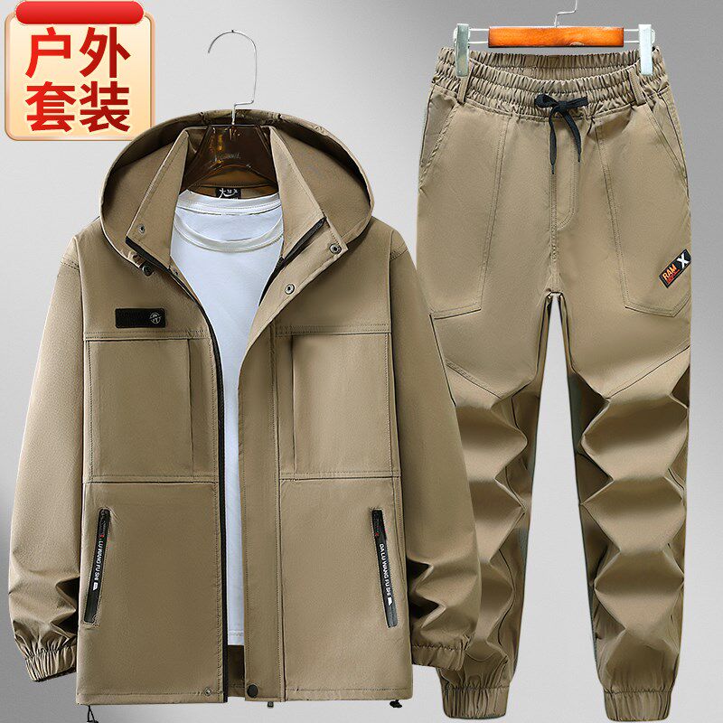 春秋加厚工作服套装男耐磨工地迷彩服H防水汽修劳保服干活工装新
