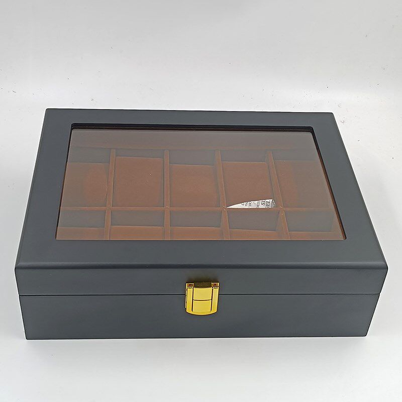 木制手表收纳盒h10格木质防氧化箱子黑色透明包装盒收藏木盒展示