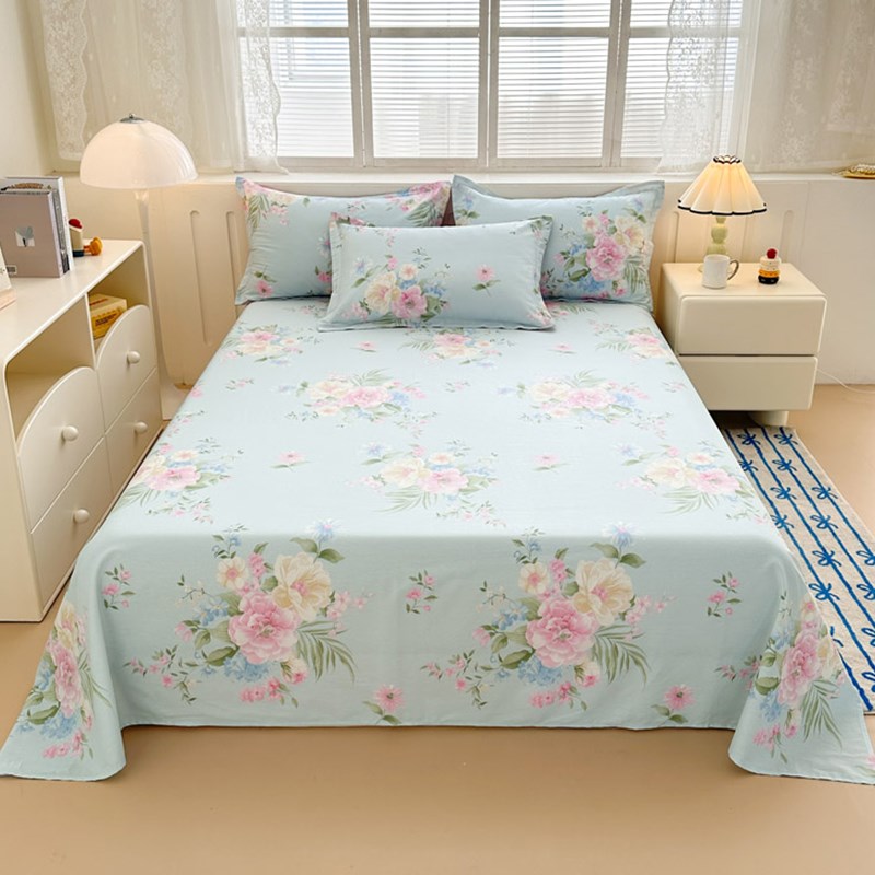 田园花梦床单单件100全棉学生宿舍单双人棉布被单枕套2三件套