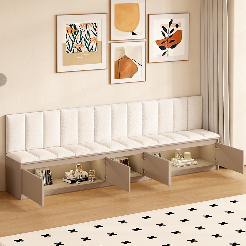 卡座沙发软包坐垫收纳储物柜餐桌家用长条凳实木奶茶店咖啡厅商用
