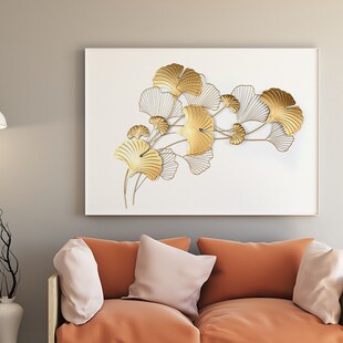 墙面装饰银杏叶壁挂 欧式铁艺墙面挂饰酒K店客厅墙上金属壁饰挂件