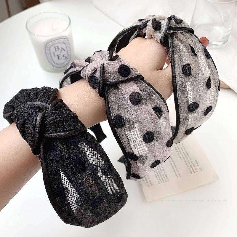 新品 网纱发箍女夏天外出百搭高颅顶头箍宽边压发发卡网红森系洗