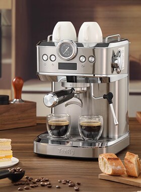 tenfly意式咖啡机家用小型20Bar商用款半自动蒸汽奶泡一体全自动