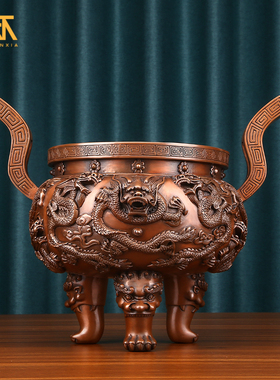 纯铜大号九龙鼎摆件鼎工艺品中式办公室公司店铺开业庆典礼品