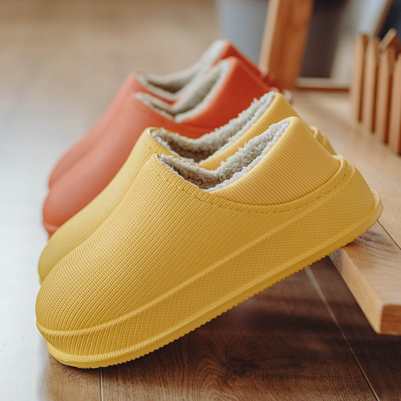 防水棉拖鞋女男包跟家居家用加绒情侣F秋冬季室内厚底防滑保暖冬