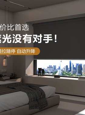 2025新款卧室专用免打孔窗帘升级仿生电动加厚全遮V光防水防窥卷