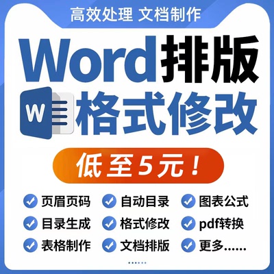 word排版处理文档编辑转换修改格式pdf调整美化代做制作wps表格图