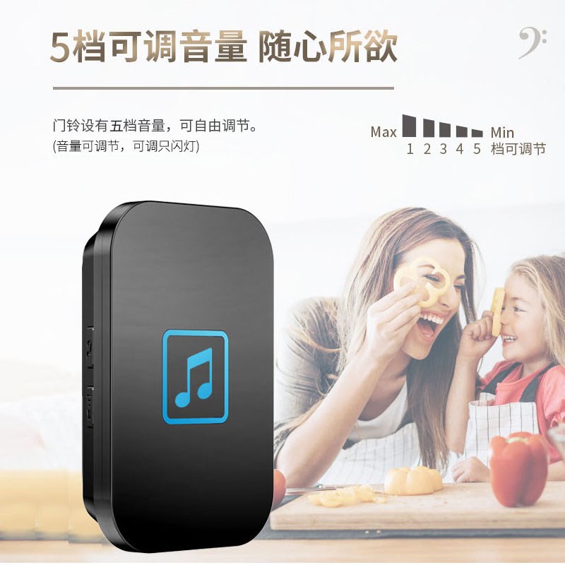 家用无线英规门铃按钮自发电别墅遥控智能一拖二拖一防水86型按键