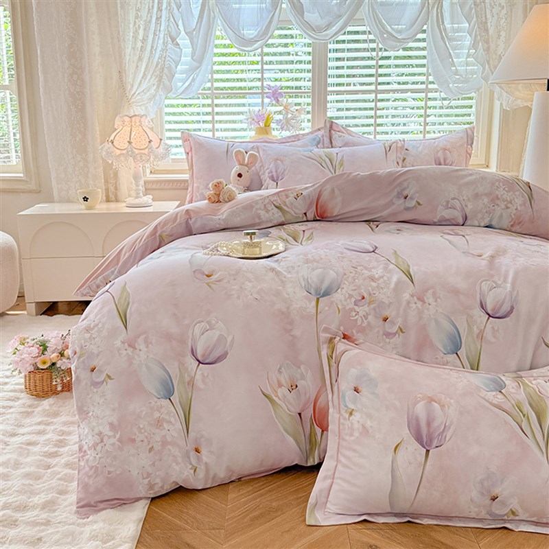 秋冬季100%全棉加厚磨毛花卉四件套纯棉被套床单床上用品2025新款