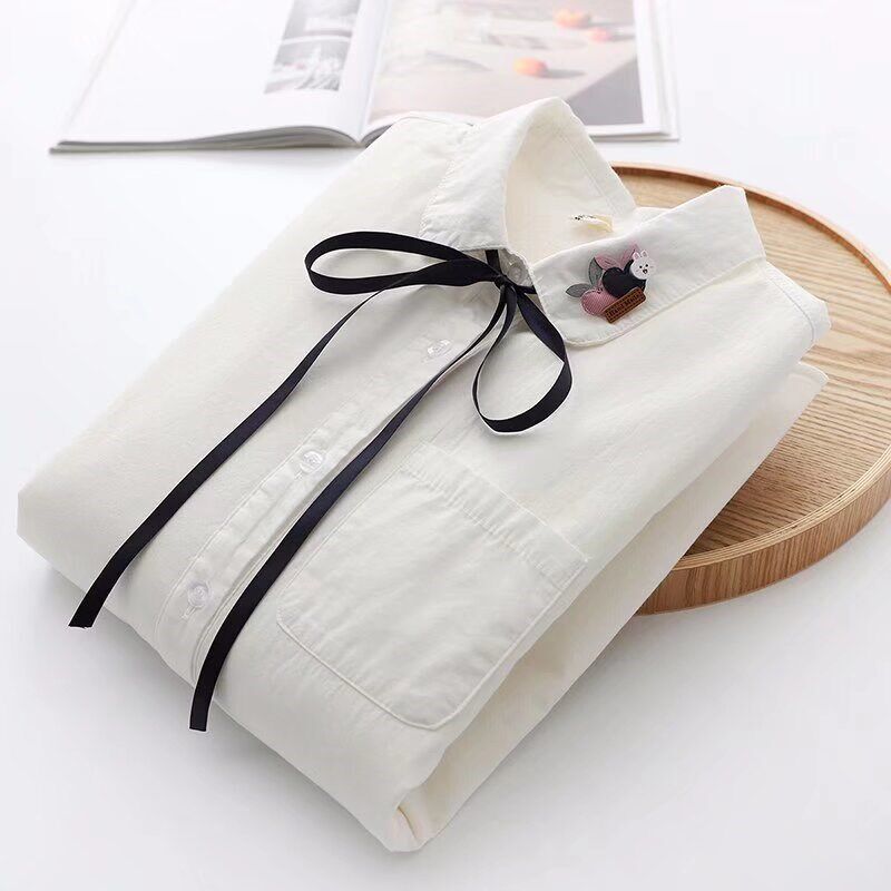 秋冬加绒白色衬衫女纯p棉文艺小清新长袖加厚学生保暖内搭打底衬