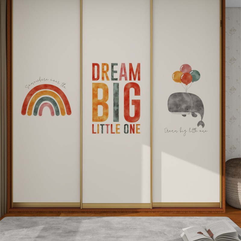 儿童房卡通衣柜门贴纸自粘装饰画贴膜玻璃门移门推拉门卧室翻新改