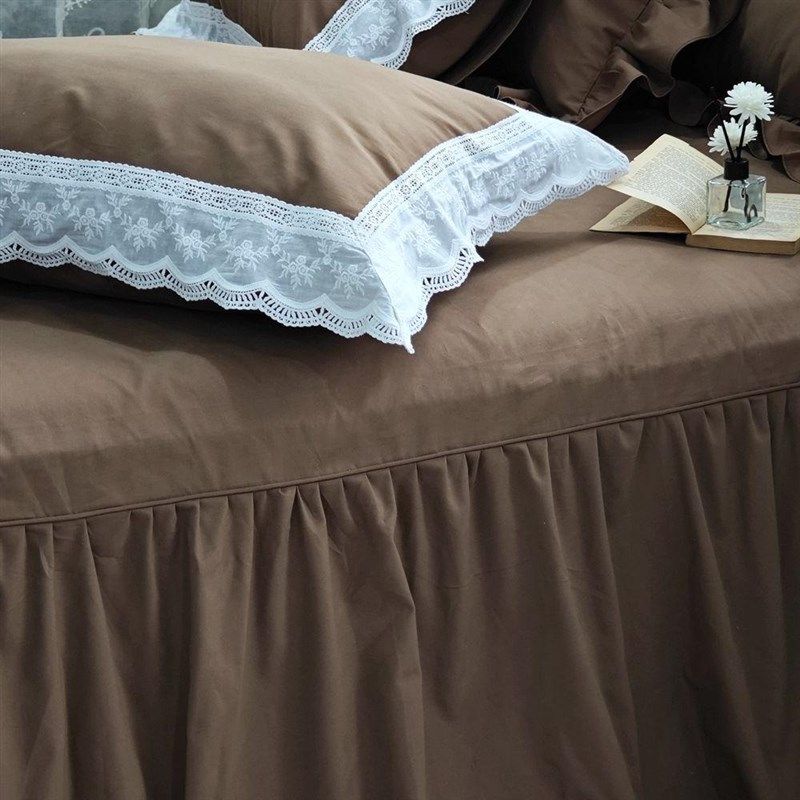 韩版欧式加厚磨毛纯棉全棉百搭裙式单双人单件床裙床罩床单