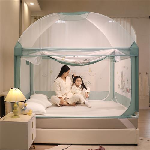 新款宝宝婴儿防摔防护栏床围栏蚊帐一体式两用家用卧室蒙古包儿童