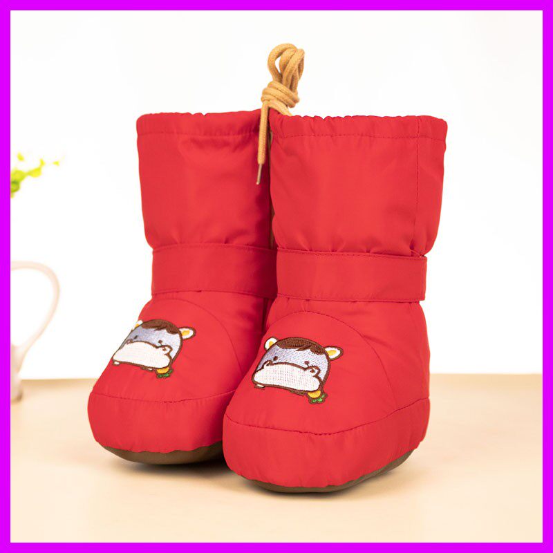 秋冬季婴儿高帮棉鞋0-1岁t6-12个月宝宝软底加绒加厚保暖不掉鞋子