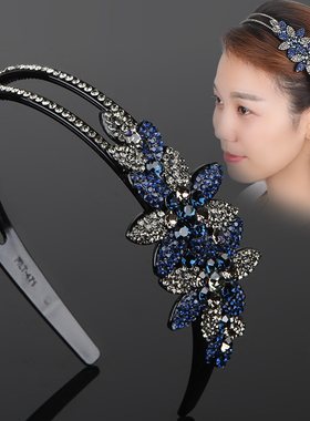 发箍带齿防滑g发卡韩国气质简约花朵头箍水钻宽边压发发窟成人发