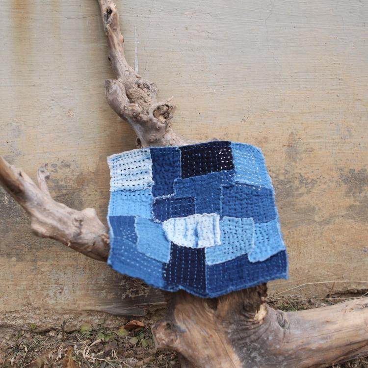 boro褴褛拼布 蓝染手工刺子绣茶席杯垫主人垫餐垫  茶道布艺 植染,居家布艺,桌旗,淘宝优惠券,粉丝福利购,淘宝优惠卷