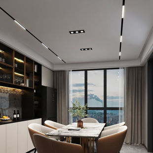 色诺芬磁吸轨道灯无主客厅t线条灯无边框嵌入式led射灯暗装明装商