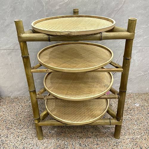 竹架子火锅放菜架三角置物架家用多层干货晾晒竹架簸箕放置架菜架